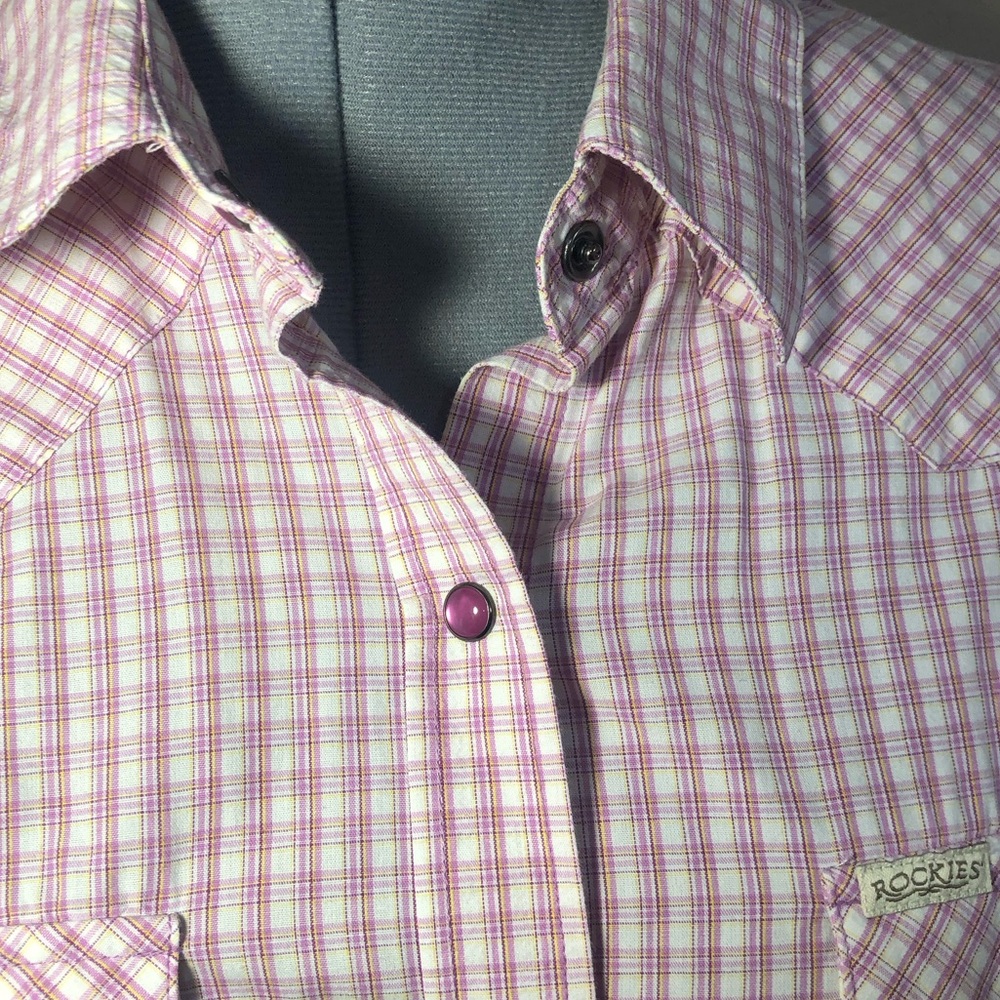 Rockies sleeveless snap shirt size XXL in pink plaid.